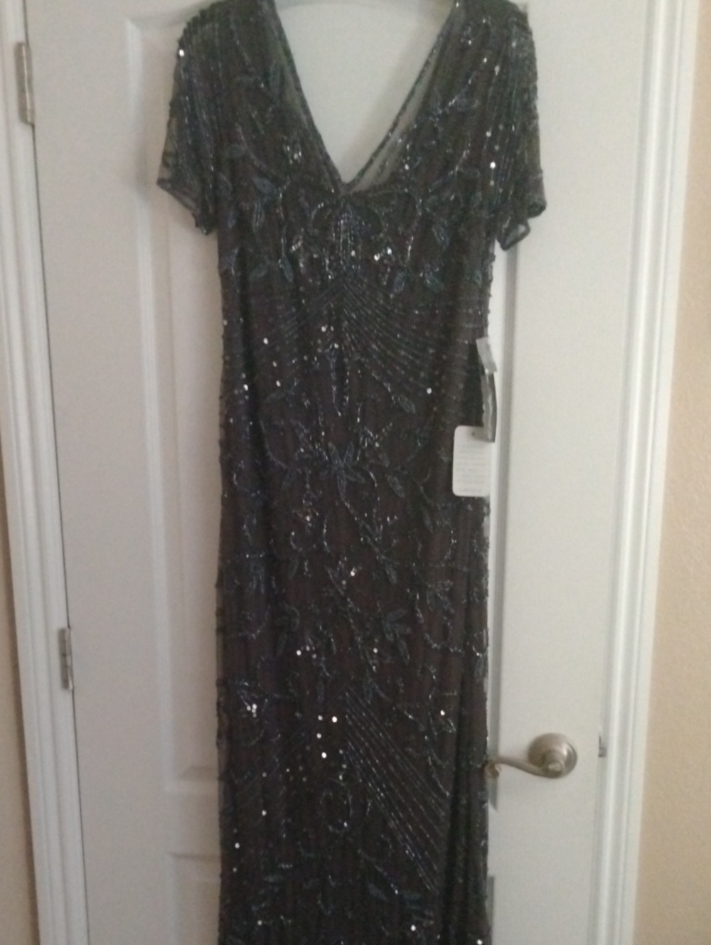 Pisarro Nights Black Beaded V-Neck Maxi Dress